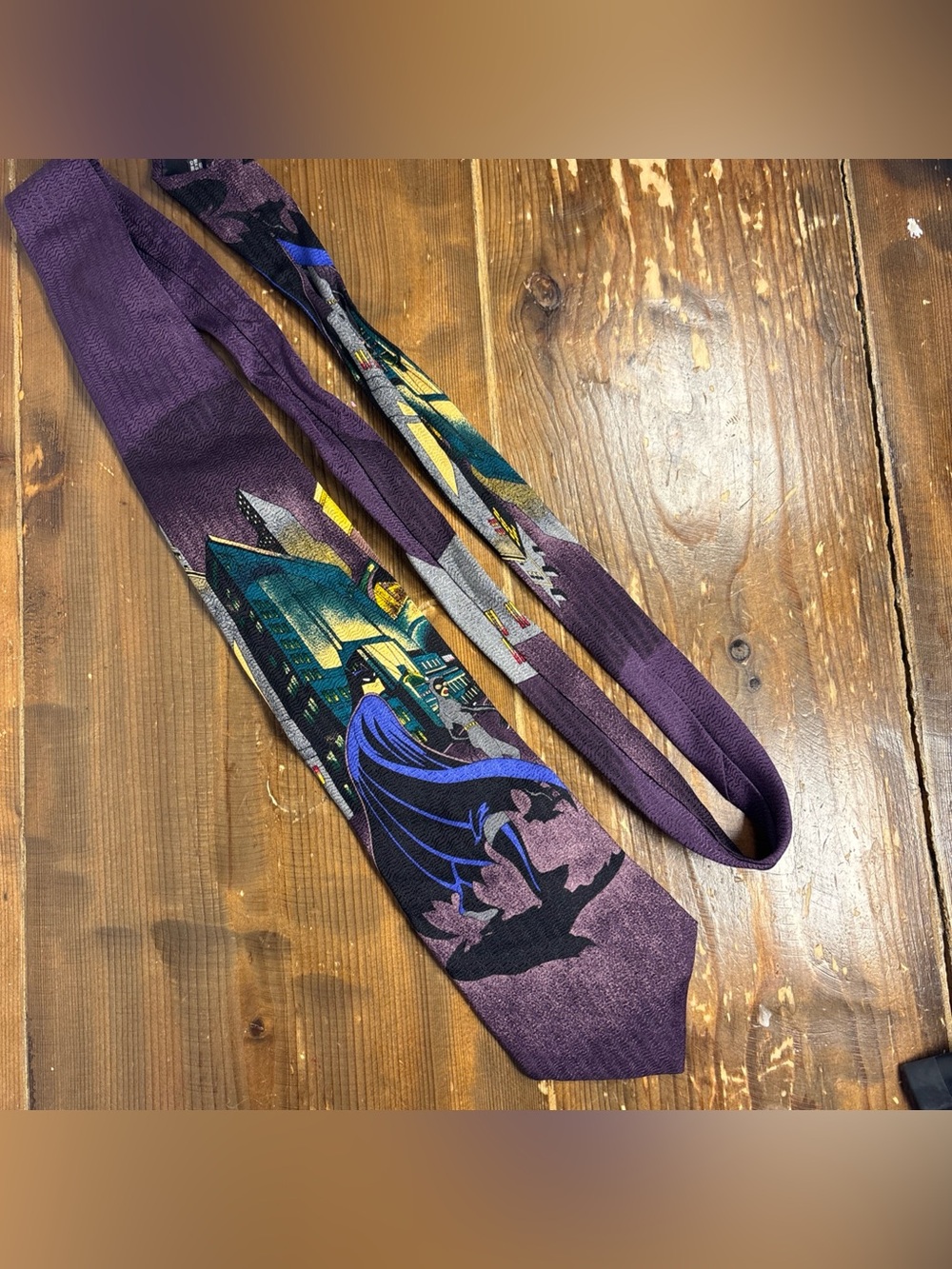 Vintage 1994 Batman DC Comics 100% Silk Tie Gotham City Graphic Necktie